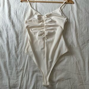 H&M Cream Ruched Bodysuit